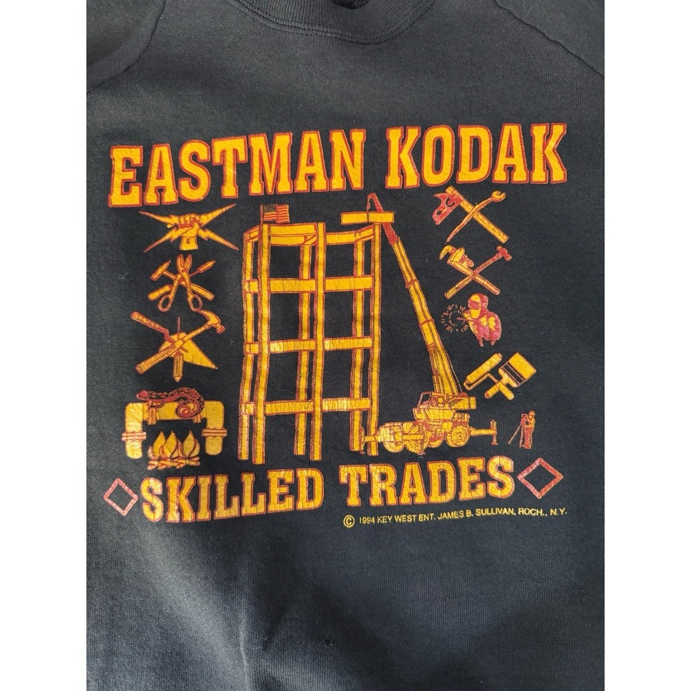 Rare Vintage 90's Kodak Employee Skilled Trades Crewneck Sweatshirt XL Black